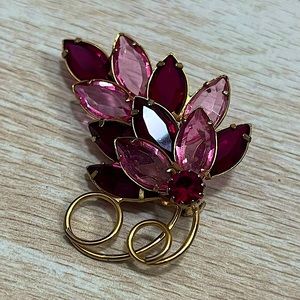 Vintage Pink and Magenta Costume Brooch